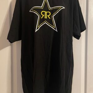 Rockstar Energy Drink Black Cotton Short Sleeve Logo Tee Size XL Casual‎ Relaxed